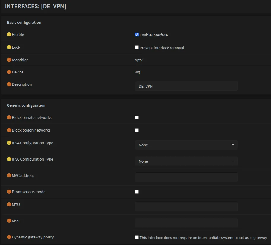 Wireguard Interface Screenshot