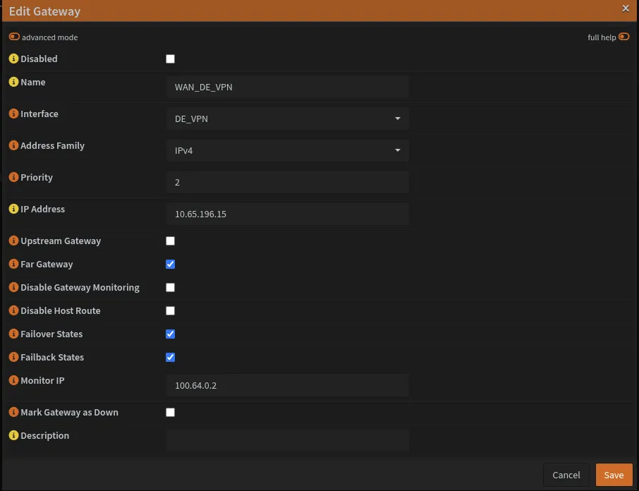 WAN_DE_VPN Gateway screenshot
